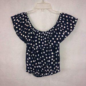 E Hanger M Navy Daisy Off the Shoulder Crop Top M